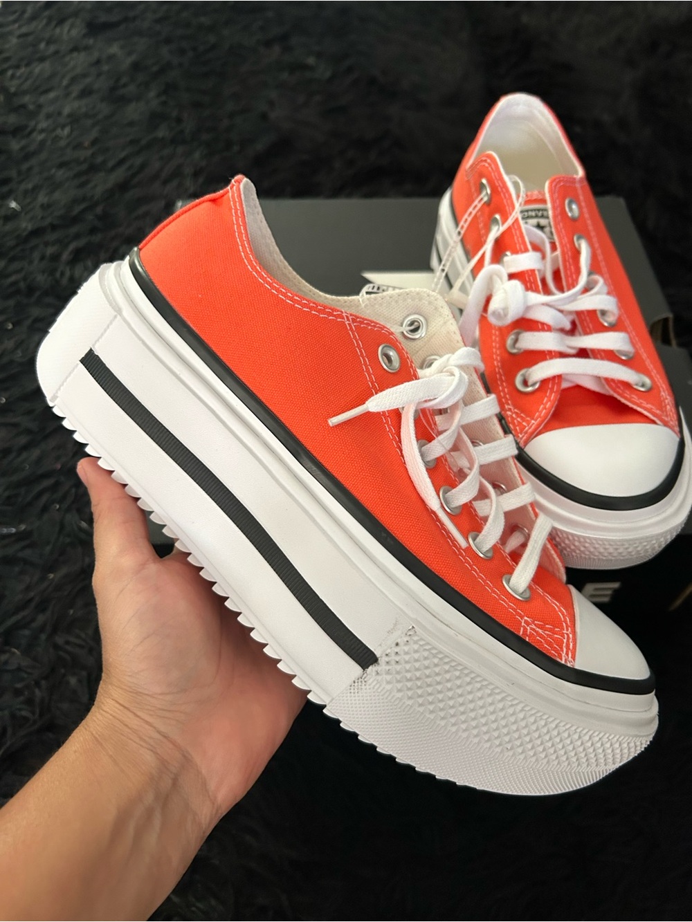 CONVERSE Ctas Lift Double Stack OX orange platform shoes sneakers women’s 7 new